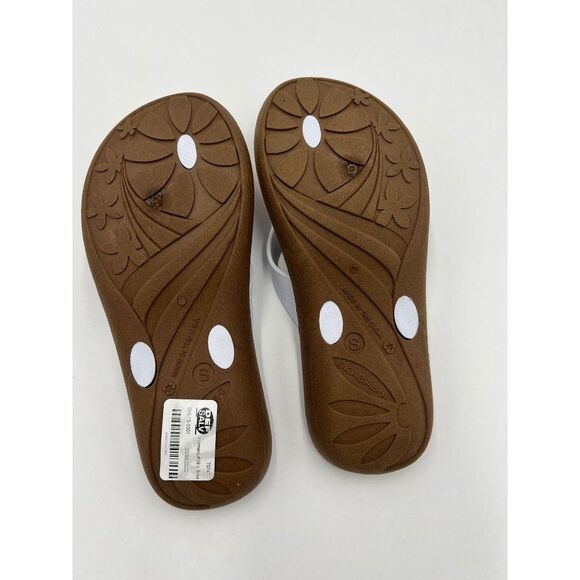 Brand‎ New Okabashi Breeze White & Tan Flip Flop For Women Size Small 5-6 - Picture 9 of 9